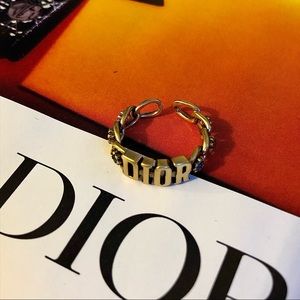 Dior Vintage Style Multi Colour Gem Gold Ring